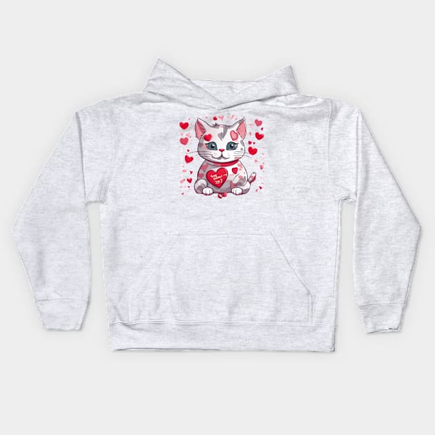 Valentine Paws: The Loveable Adventures of Whiskers Kids Hoodie by BencDesignStudio